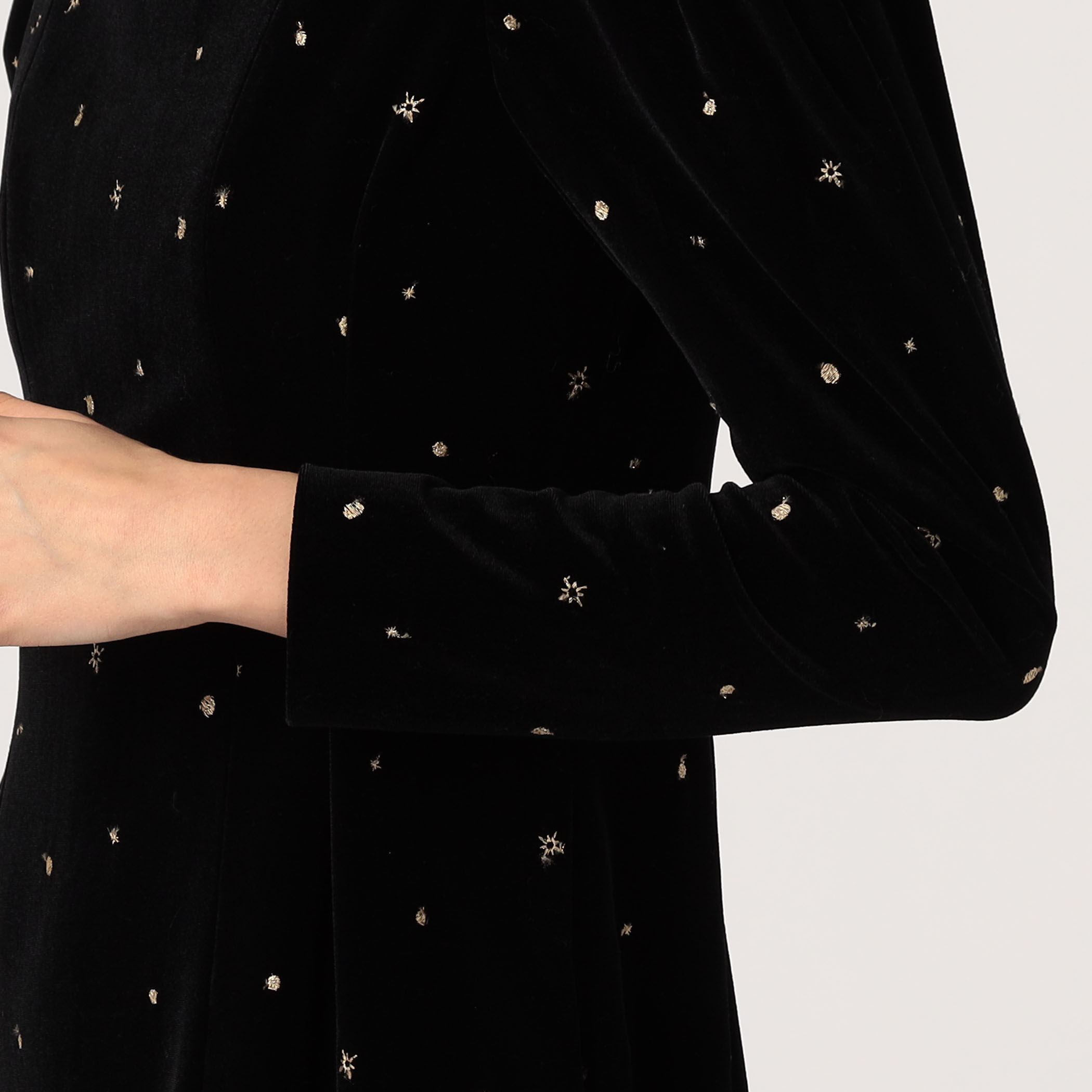 ベロアエンブロイダリー ウエストフィットワンピース