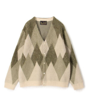 ROUTINE ヴィンテージ起毛 ダイヤモンド柄 カーディガン