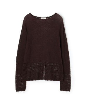 レーシーニット ボートネックプルオーバー