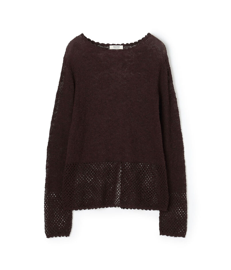 レーシーニット ボートネックプルオーバー