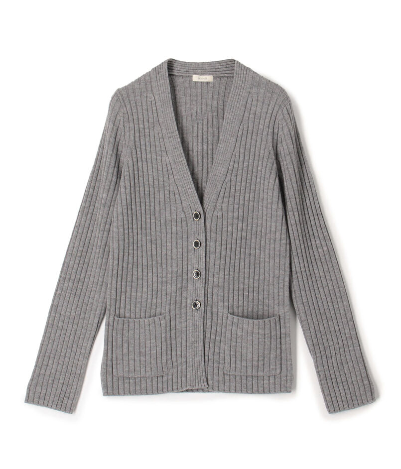 ウールリブ Vネックカーディガン