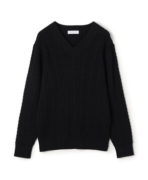 コットンケーブル Vネックニット