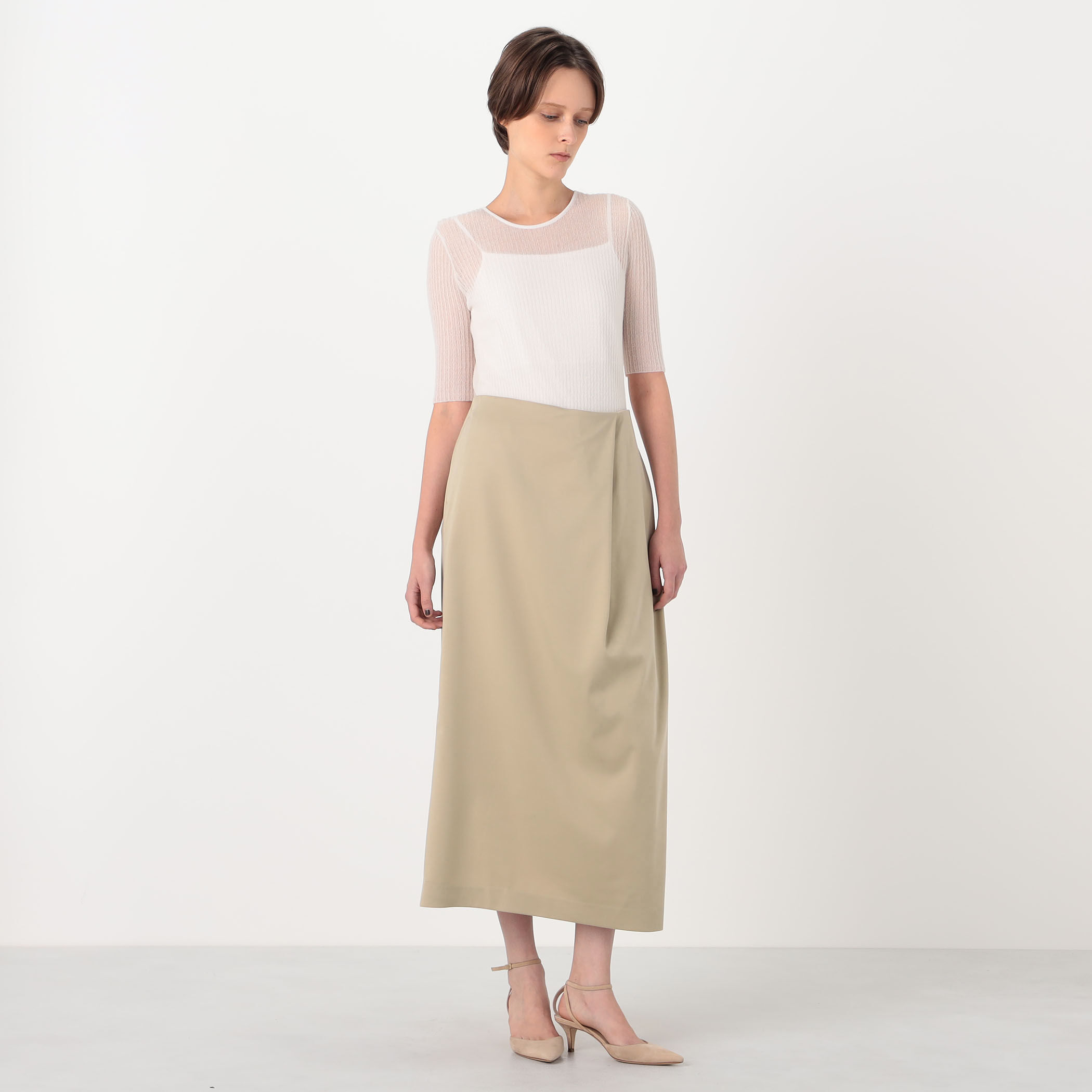 PRISTIN ストレッチノンコールタックスカート ストレッチノンコールタックスカート / オーガニックコットン – PRISTINE