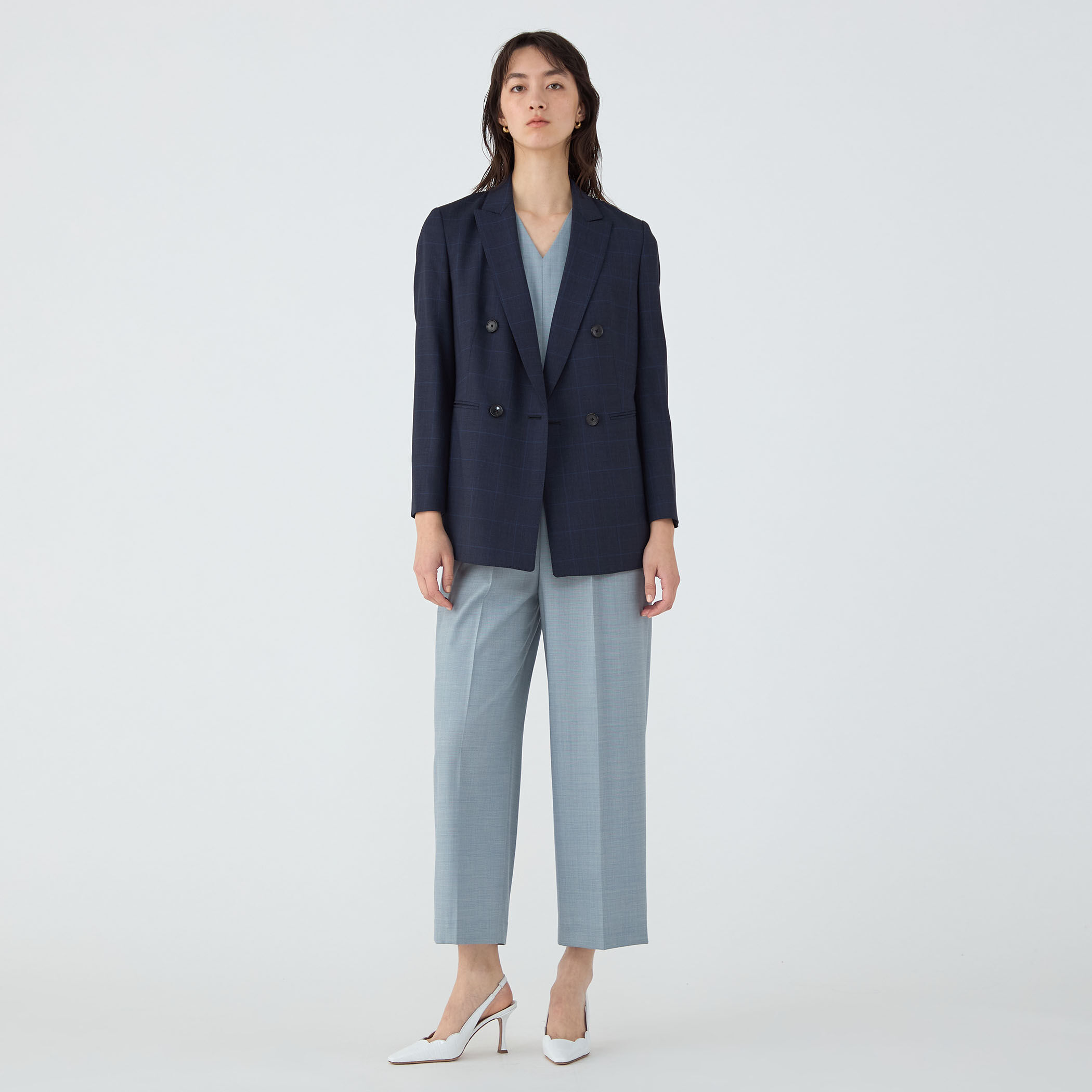 365 BLUE WINDOWPANE ダブルブレストジャケット
