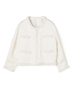 リネンツイル フリンジノーカラージャケット