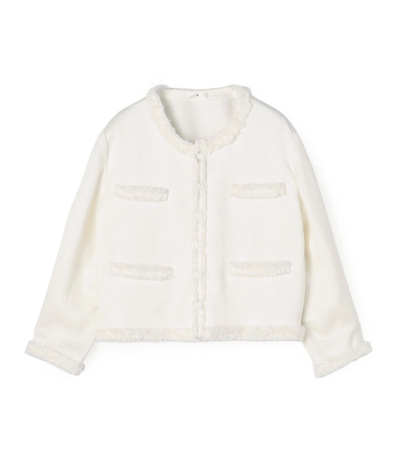 リネンツイル フリンジノーカラージャケット