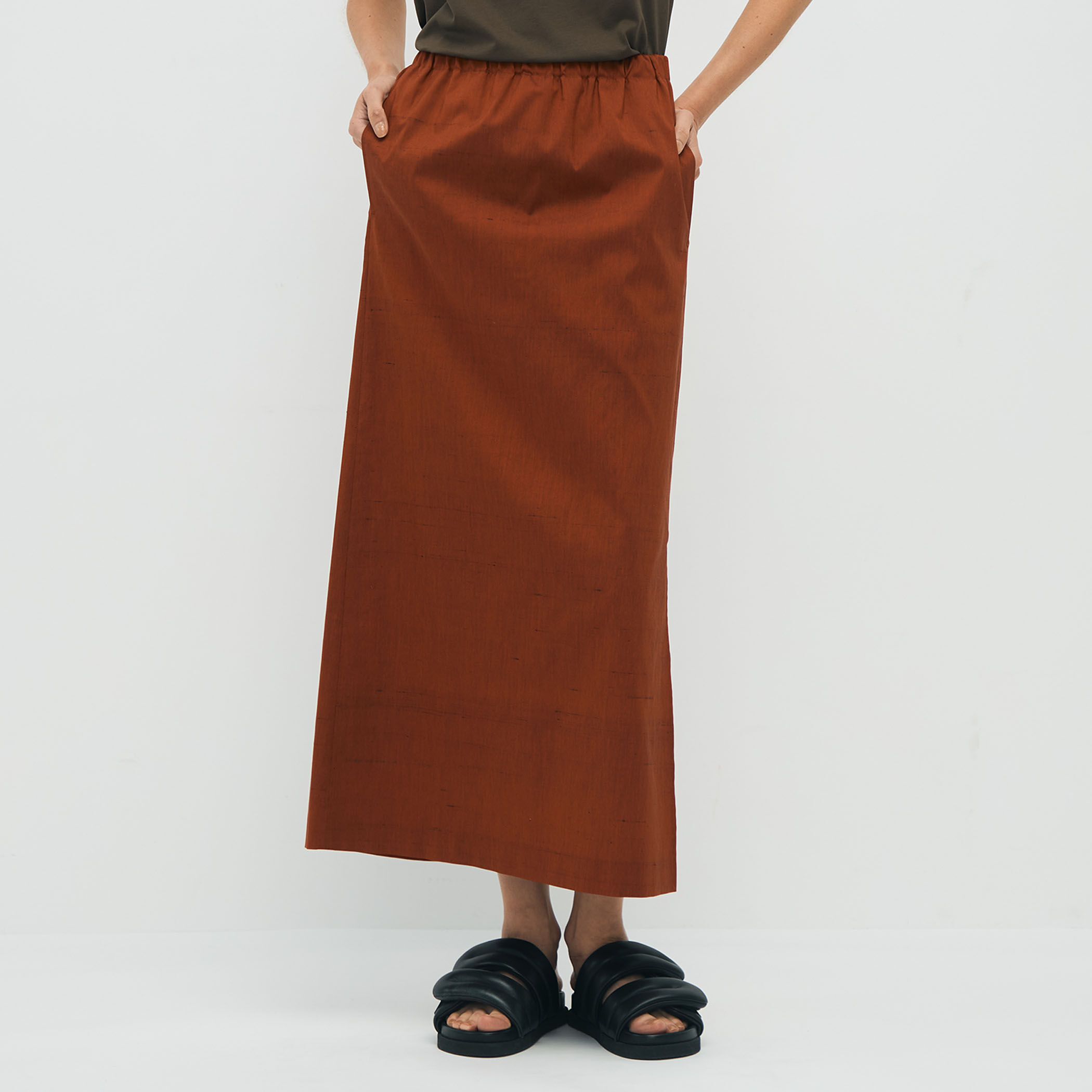 CABaN シルクネップストレッチ ロングスカート