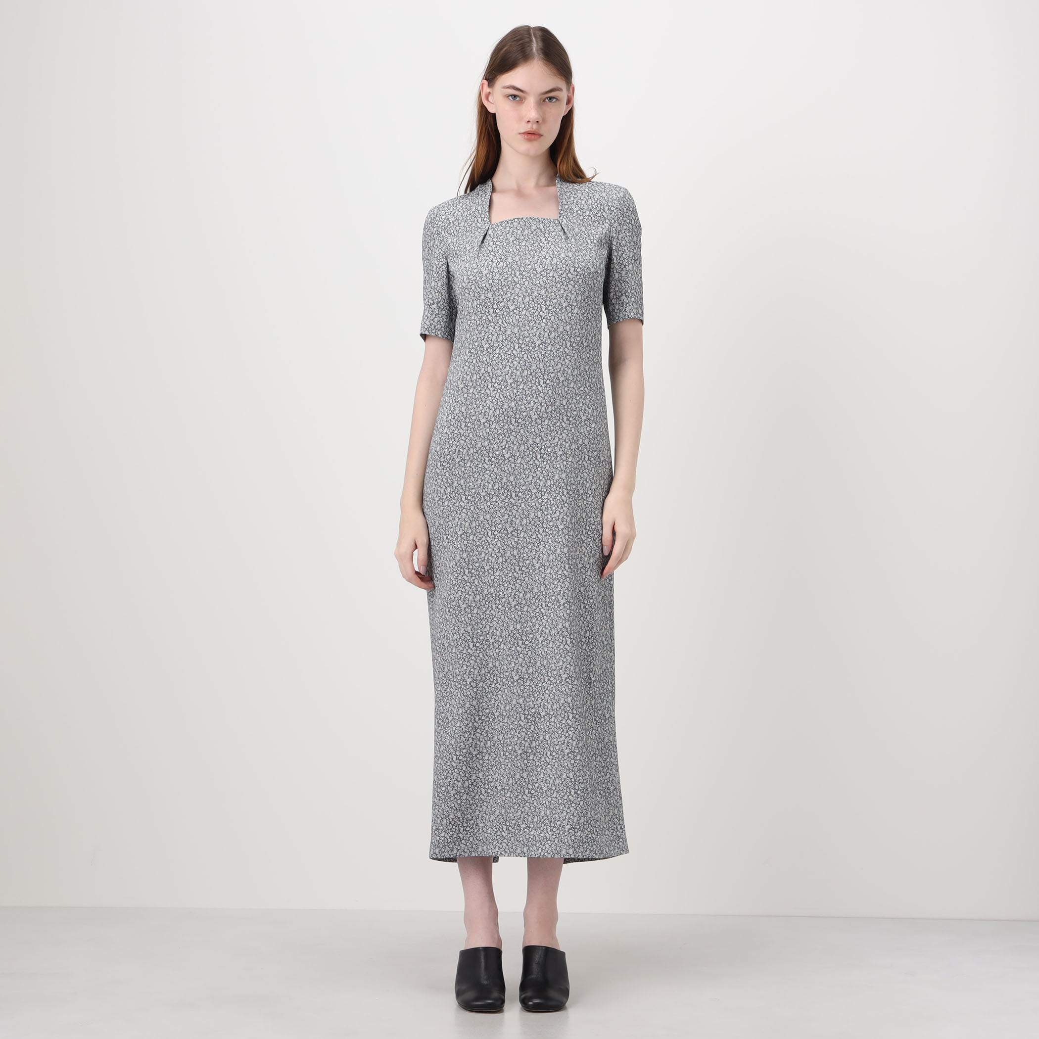 Mame Kurogouchi Floral Jacquard Square Neck Dress ジャカード