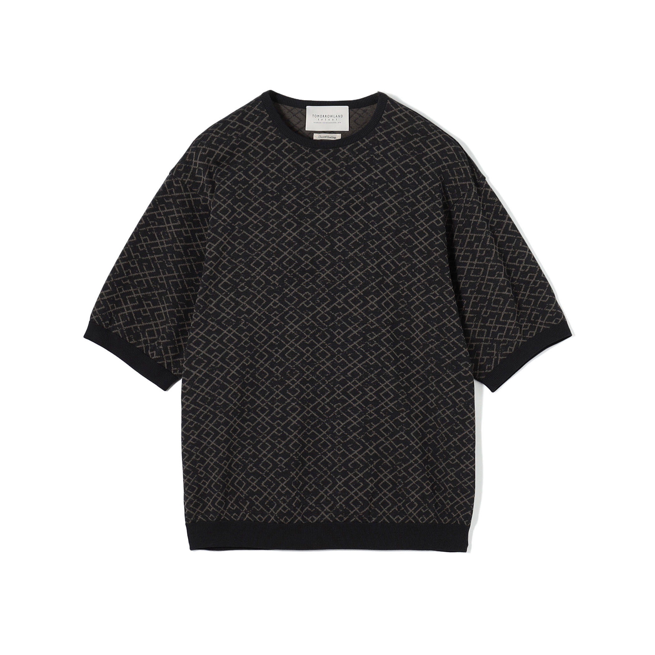 TOMORROWLAND tricot ジオメトリック柄 コットンハーフスリーブ ニット