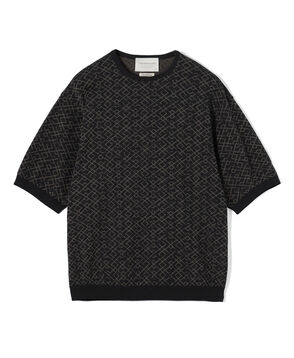TOMORROWLAND tricot ジオメトリック柄 コットンハーフスリーブ ニット
