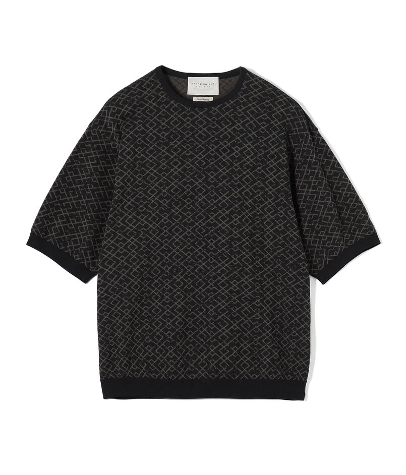TOMORROWLAND tricot ジオメトリック柄 コットンハーフスリーブ ニット