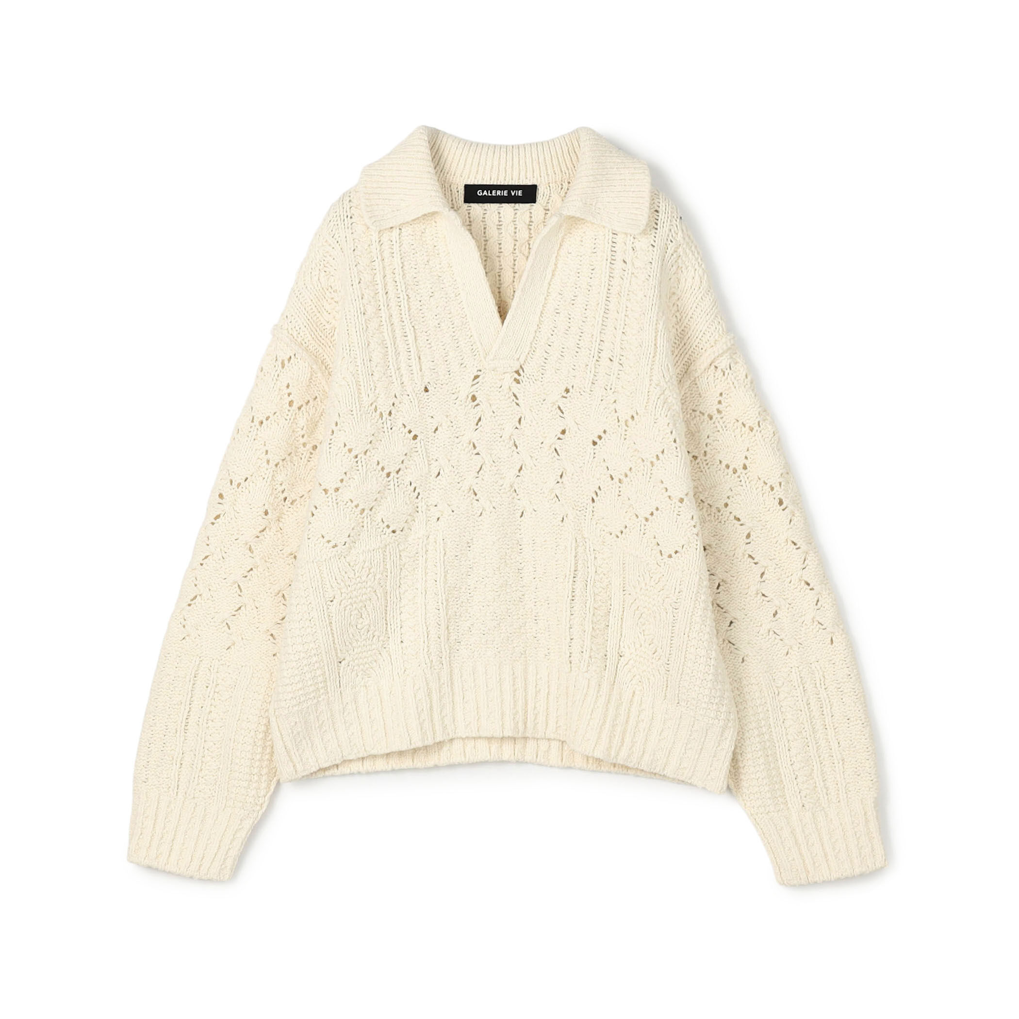 コットンウールアラン オープンカラープルオーバー｜トゥモローランド