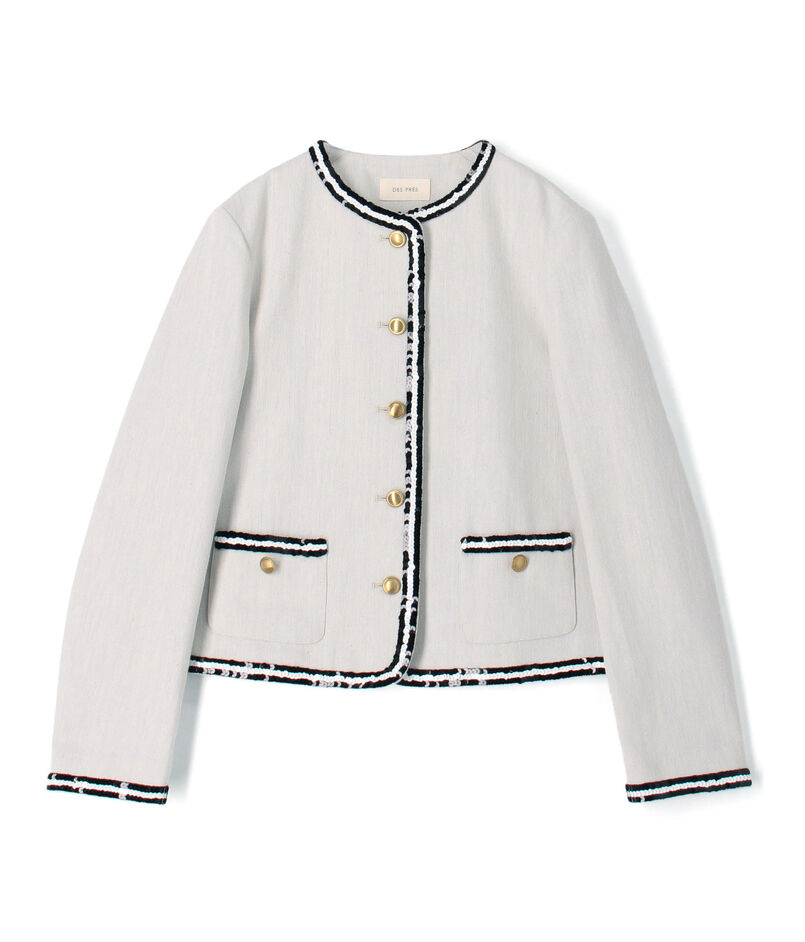 コットンオックスフォード スパンコールブレードジャケット