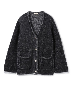 グリッターウールファー Vネックカーディガン