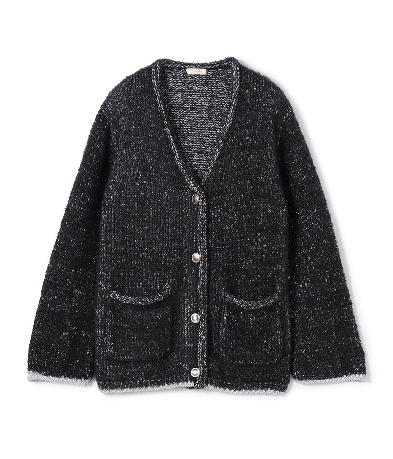 グリッターウールファー Vネックカーディガン