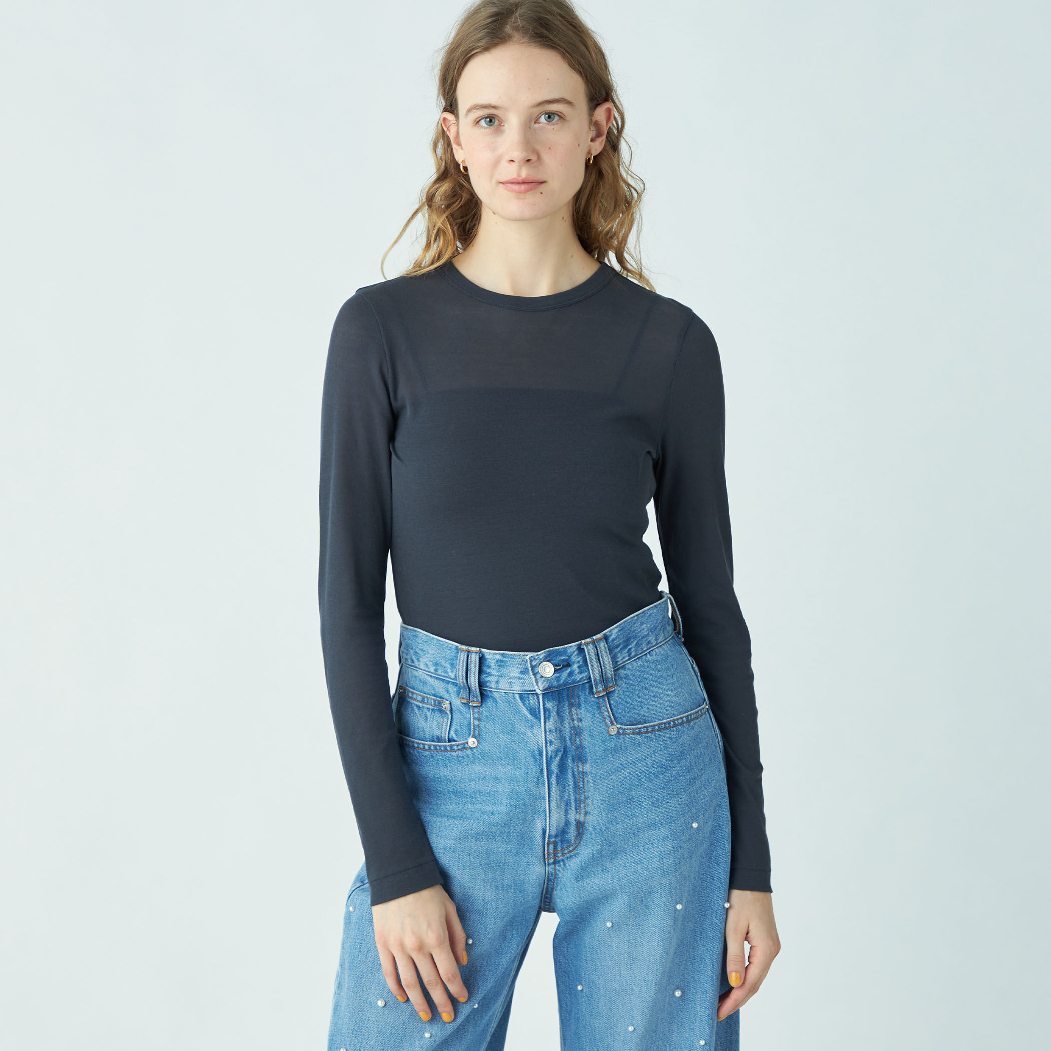 今期25春夏新作未使用タグ付きトゥモローランドマカフィーシアートップスラメ入り 一部追加予約】シアージャージー クルーネックプルオーバー