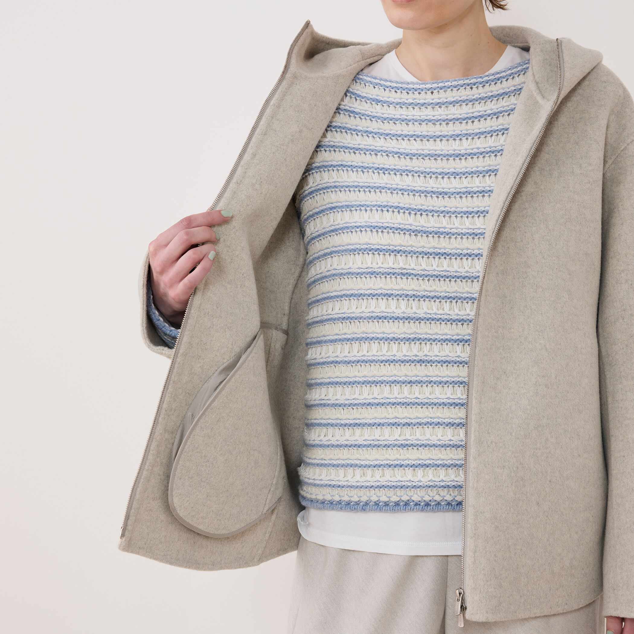 ウールカシミヤダブルフェイス フーデッドショートコート