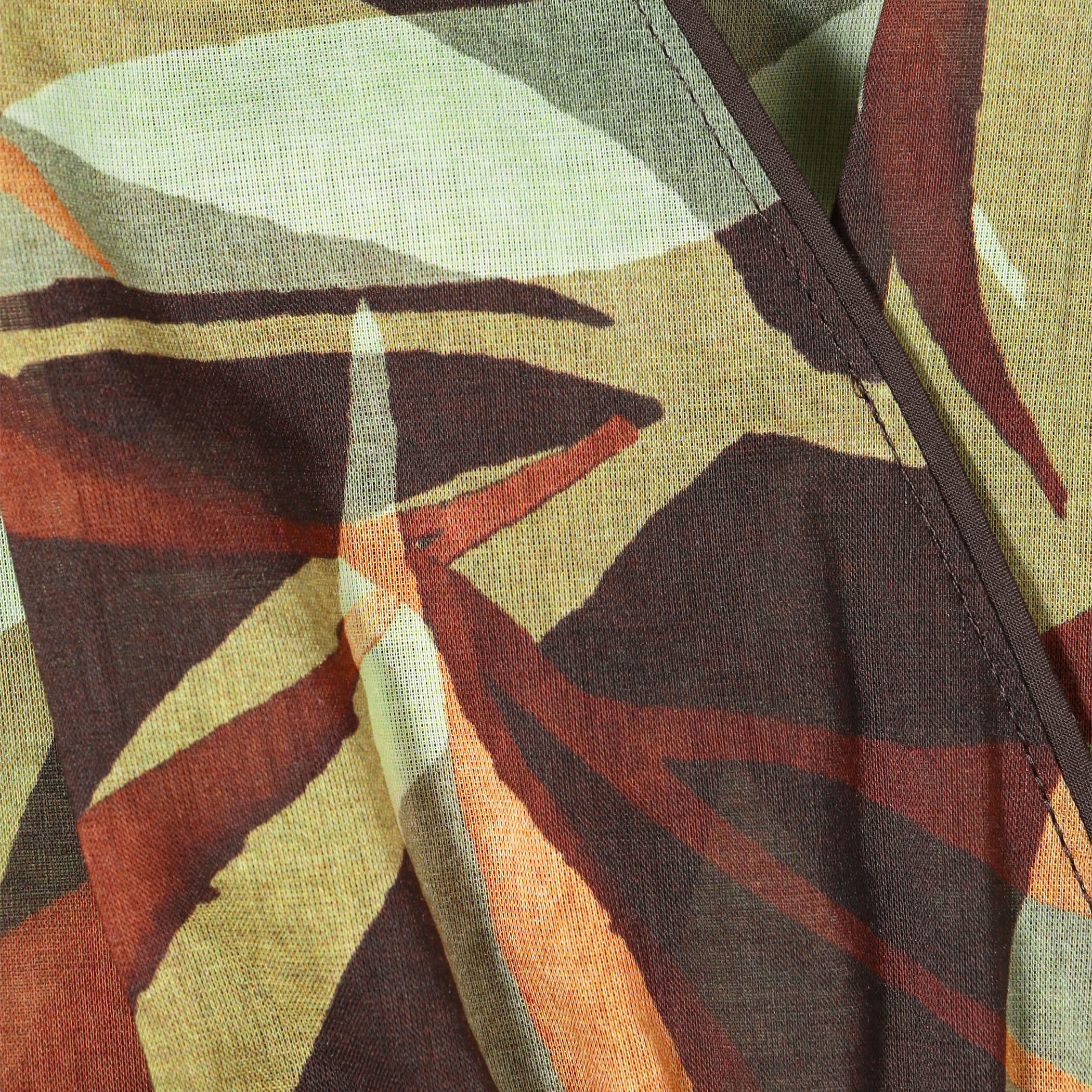 スタックリーフプリント カシュクールライクワンピース