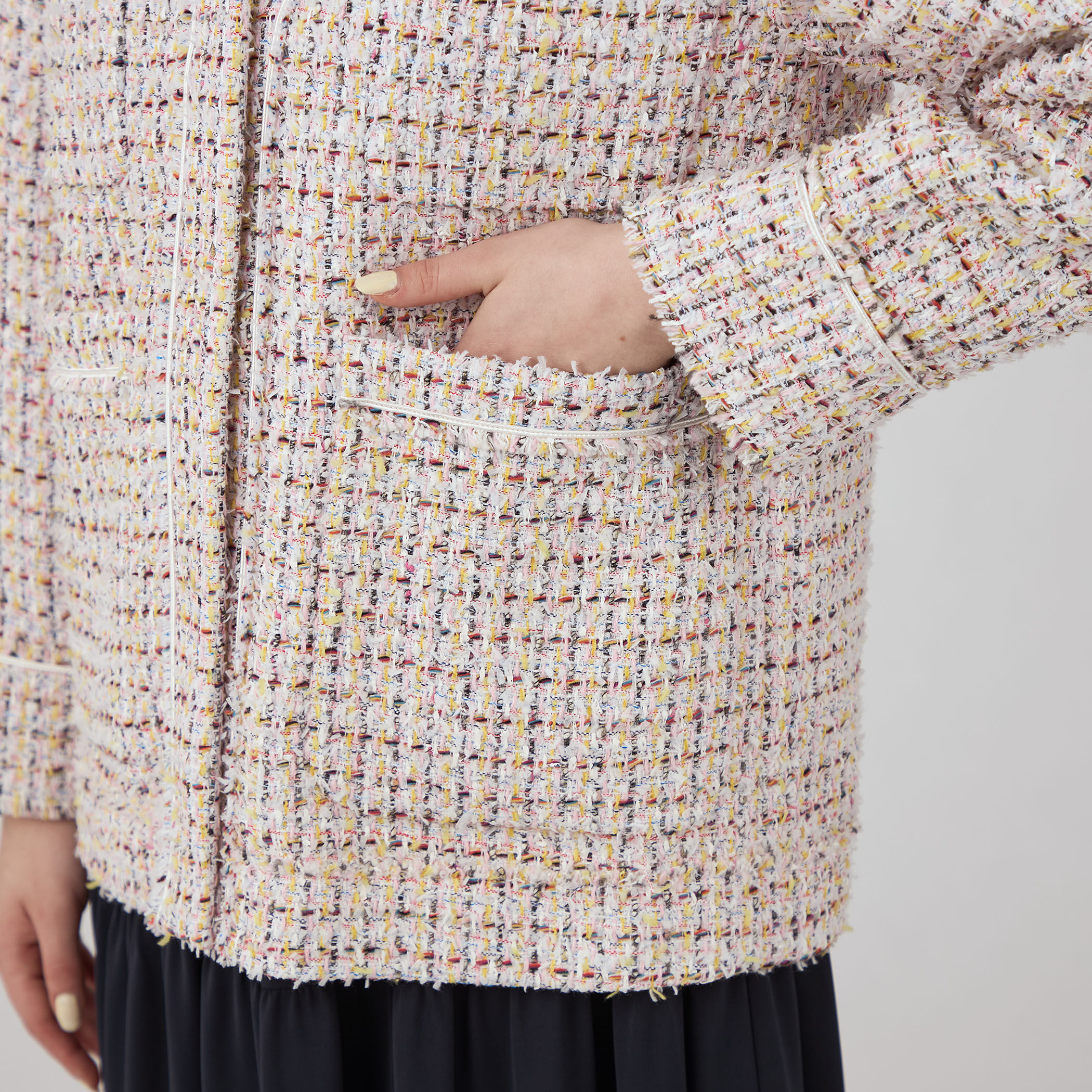 トゥモローランド アルパカウールツイードカラーレスジャケット セール】 ベビーアルパカウール 2Bシングルテーラードジャケット FERLA