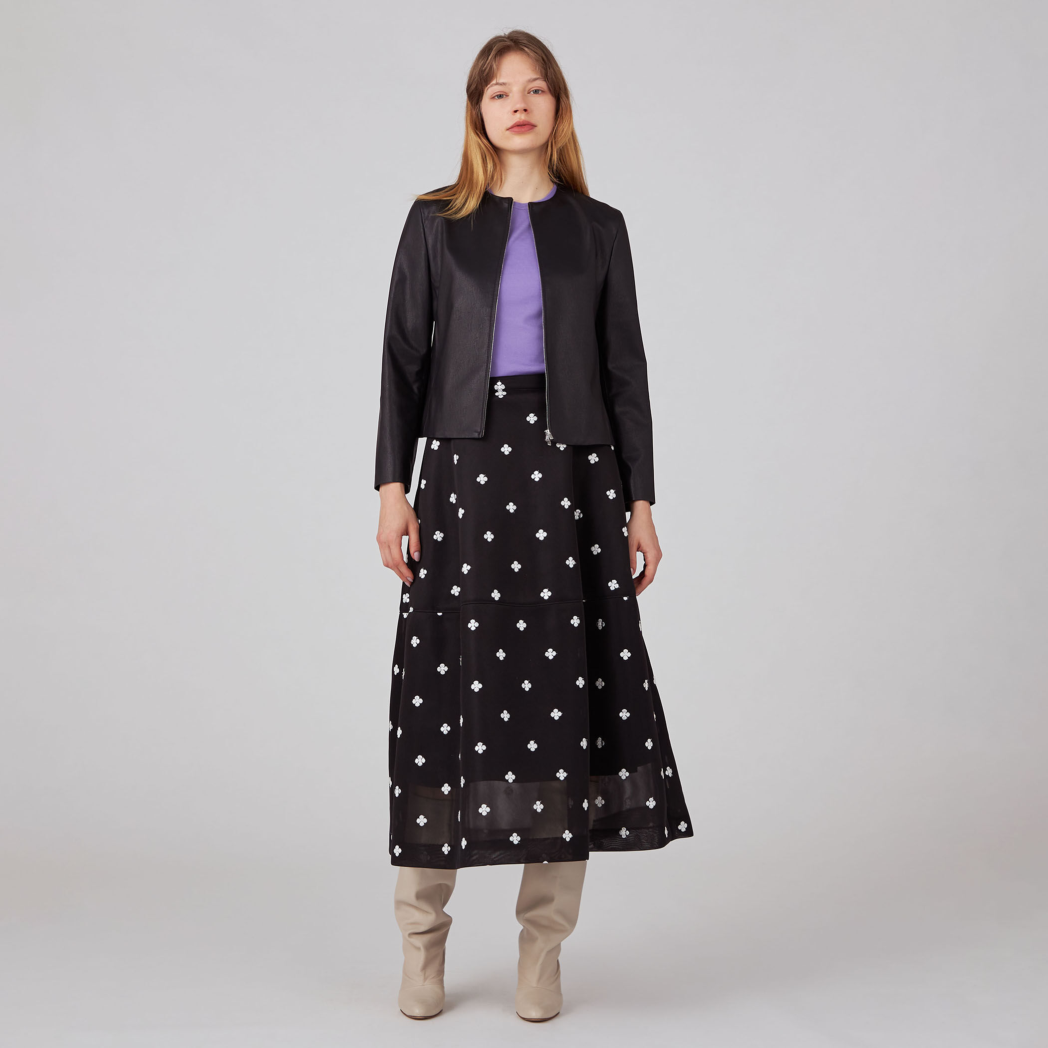 トゥモローランド　ballsey レザージャケット レザーライククロス パネルシェイプジャケット
