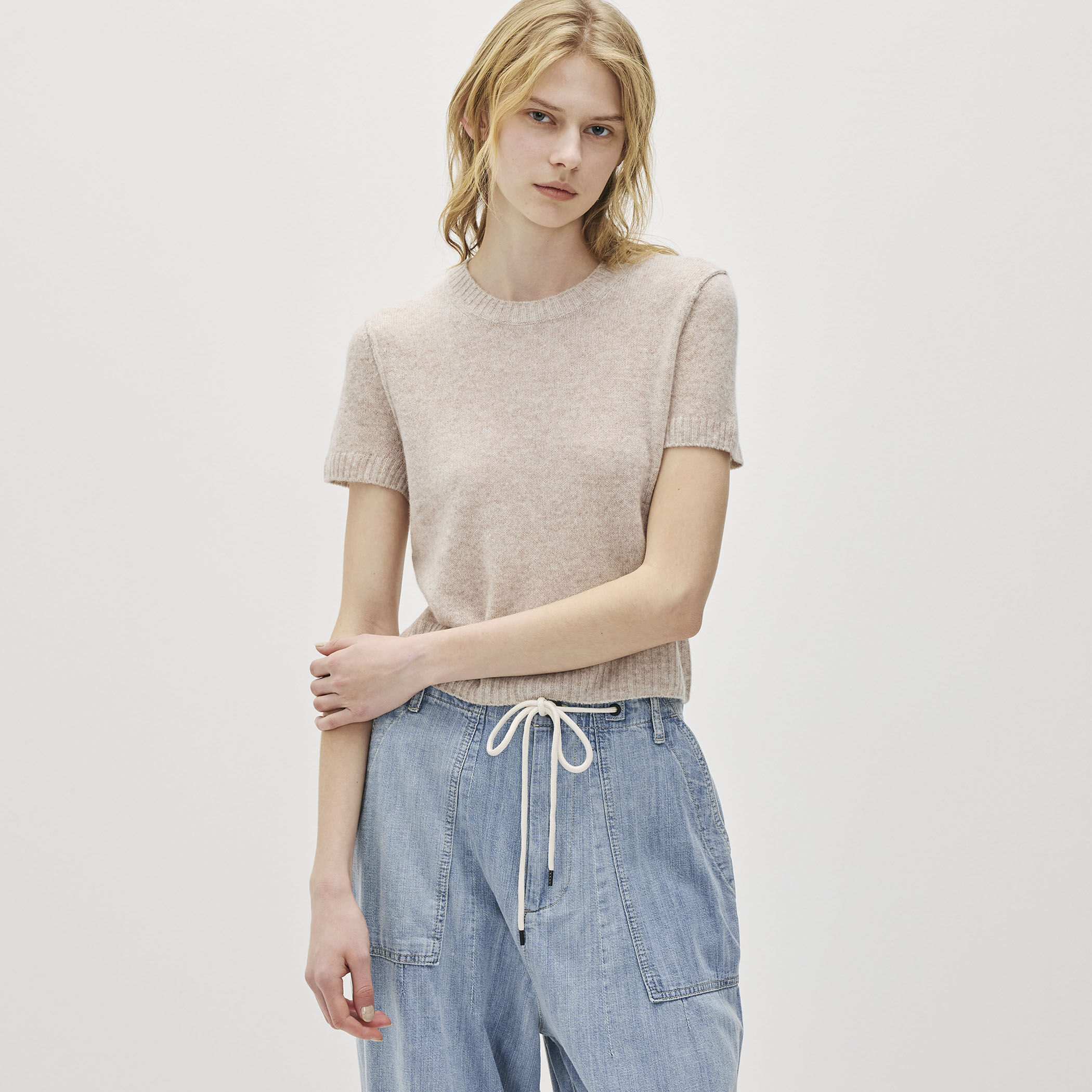 ソフトフェザーウェイト カシミヤ ハーフスリーブニット WOKC3186 ソフトフェザーウェイト カシミヤ ハーフスリーブニット WOKC3186