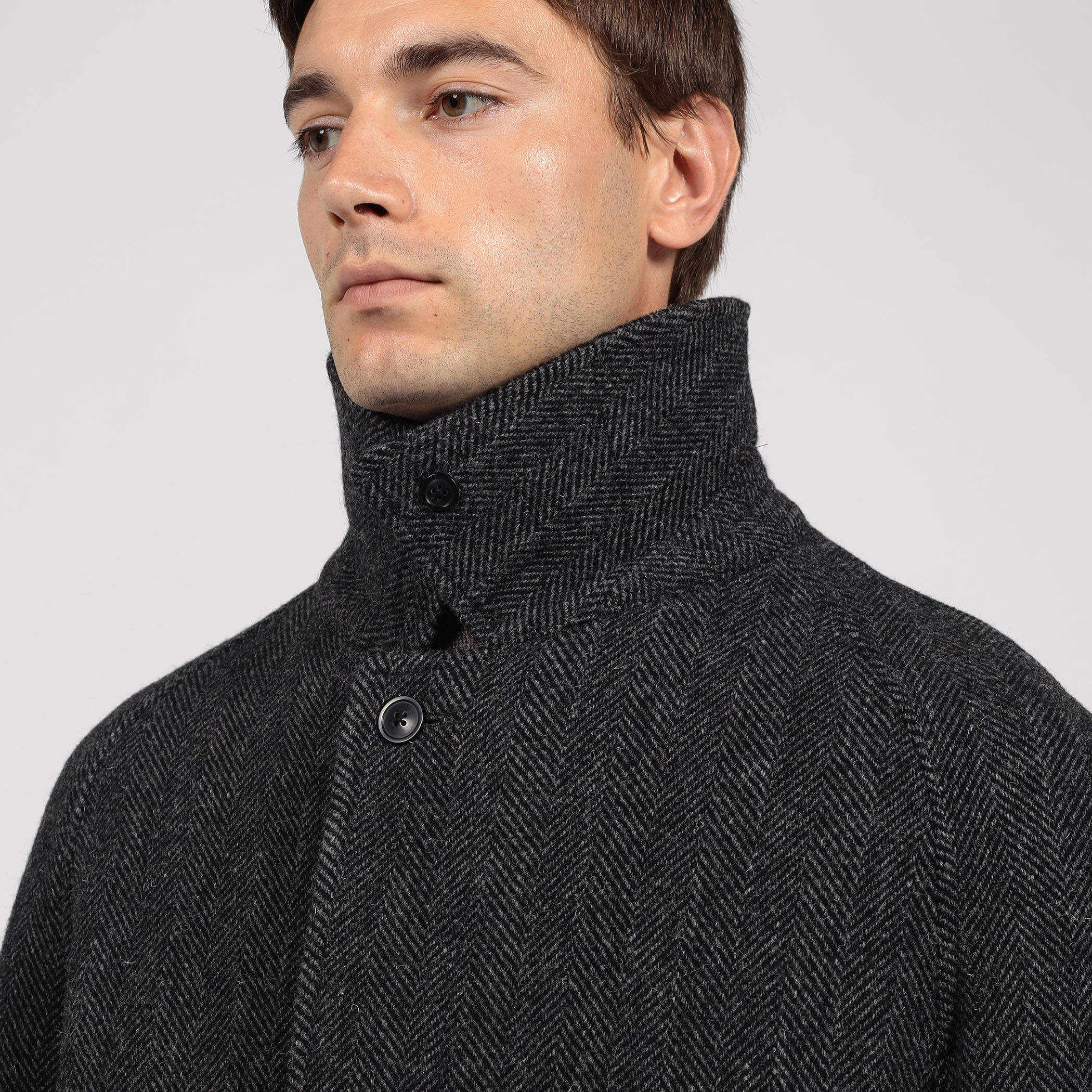 ブリティッシュウールツイード バルカラーコート ZANIERI