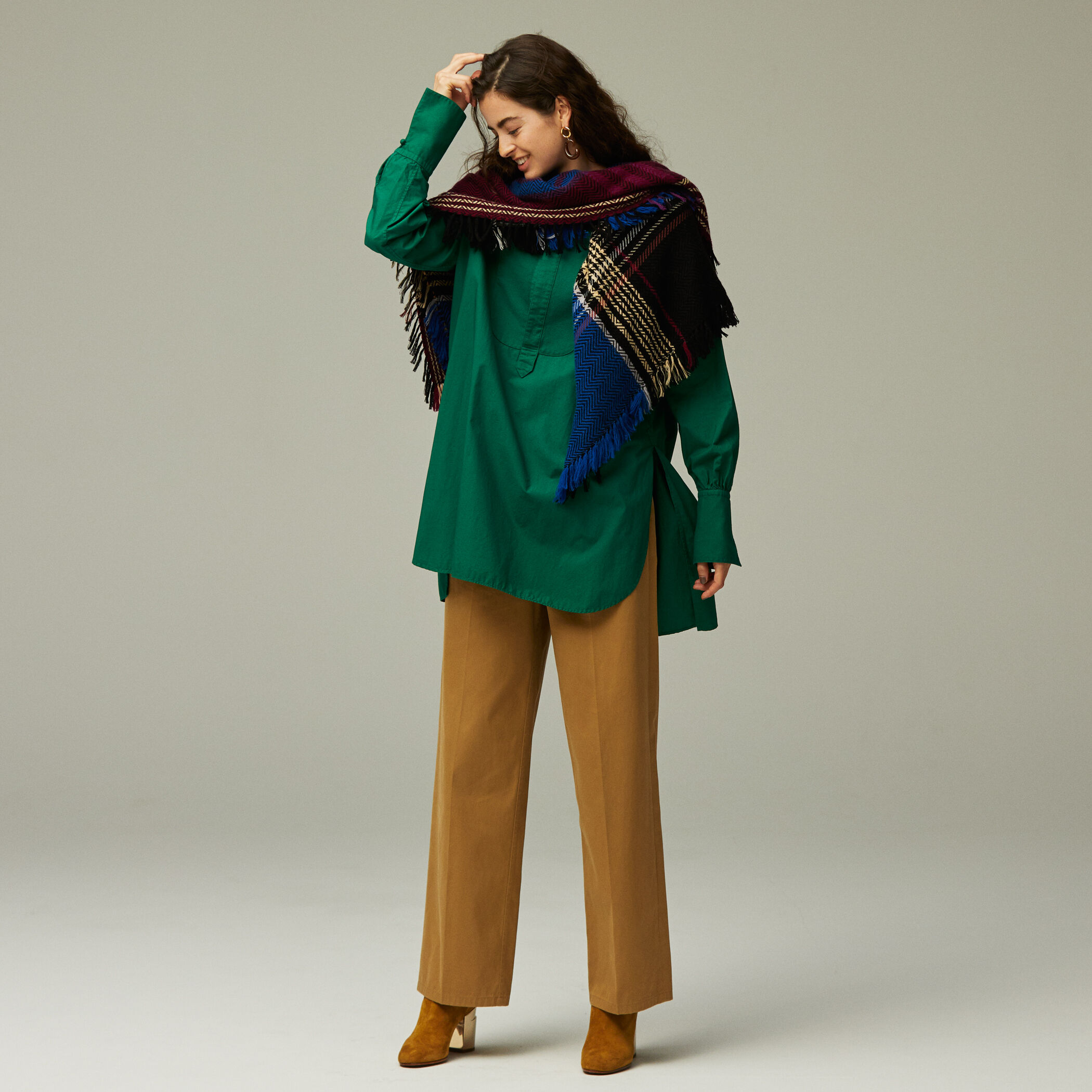 Mulan リネン　ガウチョパンツ　ピーコック 1.jpg