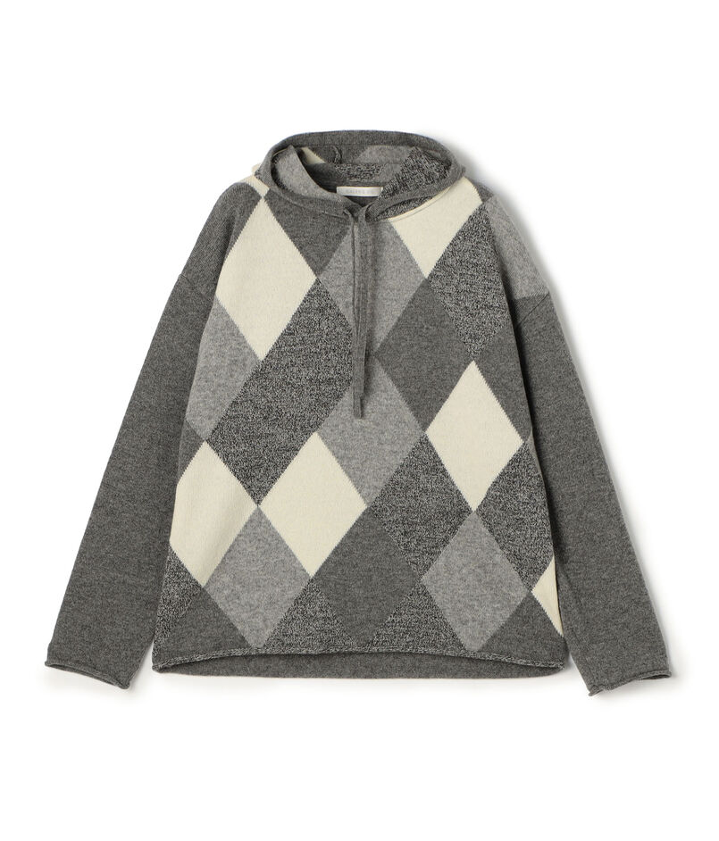 ウールアーガイル フーデッドプルオーバー