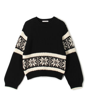 モノトーンジャカード クルーネックプルオーバー