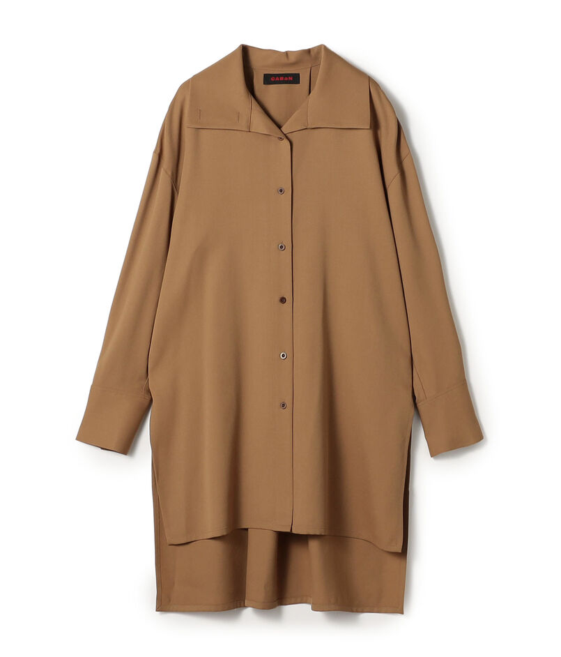 ウールツイル ハイネックロングシャツワンピース