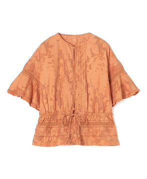 コットンナイロンカットジャカード フレアスリーブブラウス