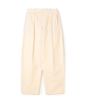 コットンリネンスラブ 1プリーツカーブパンツ