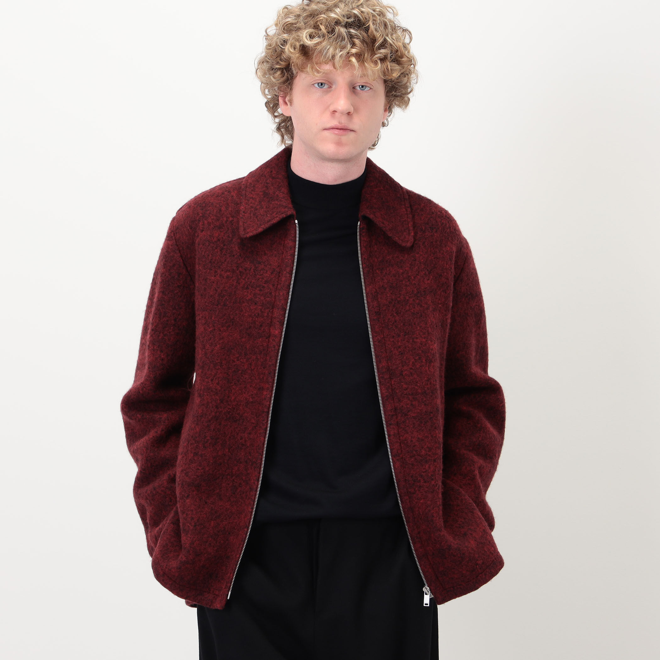 JIL SANDER FELTED WOOL MELANGE ジップアップシャツブルゾン