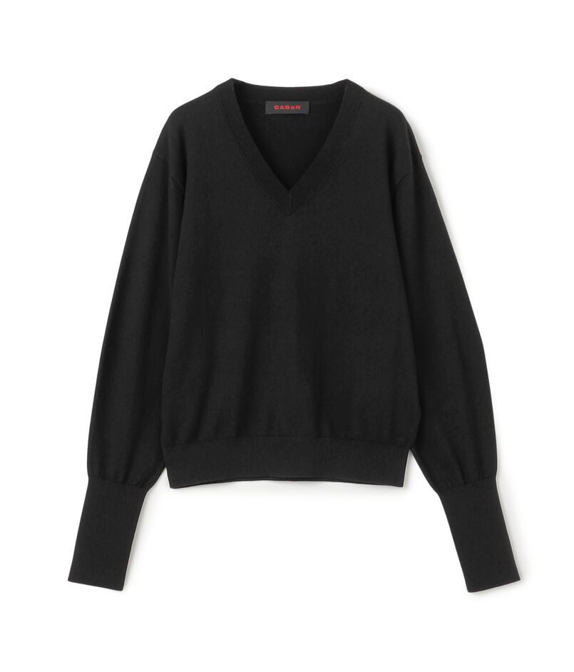 コットンカシミヤストレッチ Vネックプルオーバー