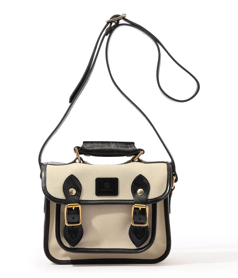 GLENROYAL ブライドルレザー&times;キャンバス サッチェルバッグ