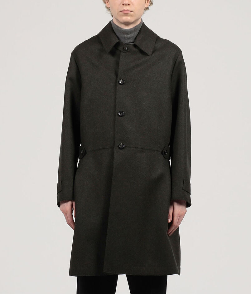 ウールカシミヤ メルトン ベルテッド ステンカラーコート  