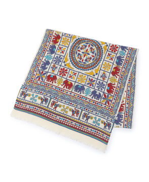 Drake&rsquo;ｓ ELEPHANTS AND FLOWERS PRINT SCARF ウールシルクプリントスカーフ