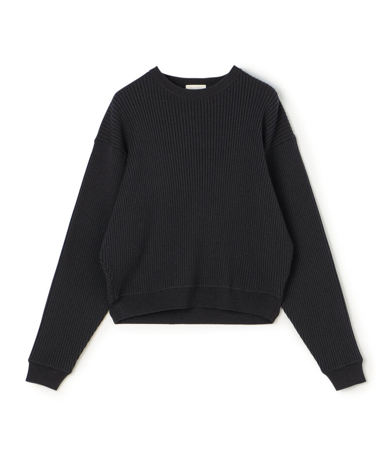 ウールポリエステルストレッチリブ クルーネックプルオーバー