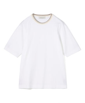 スーピマコットンシルケット リンキングニット襟Tシャツ