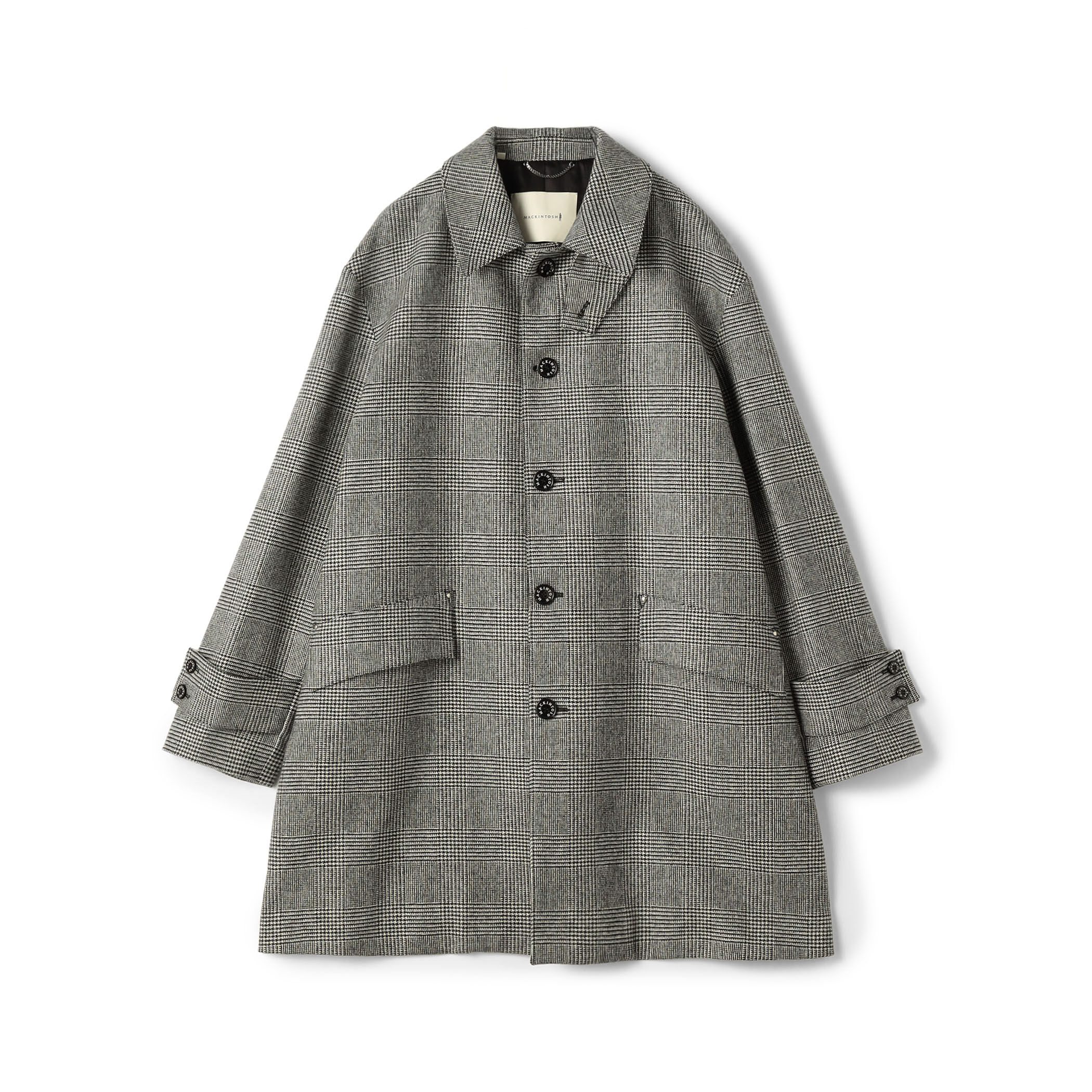 マッキントッシュ　ゴム引きグレー ステンカラーコート ハウンドトゥース柄 Mackintosh（マッキントッシュ）の「MACKINTOSH / BALFIELD ハウンド