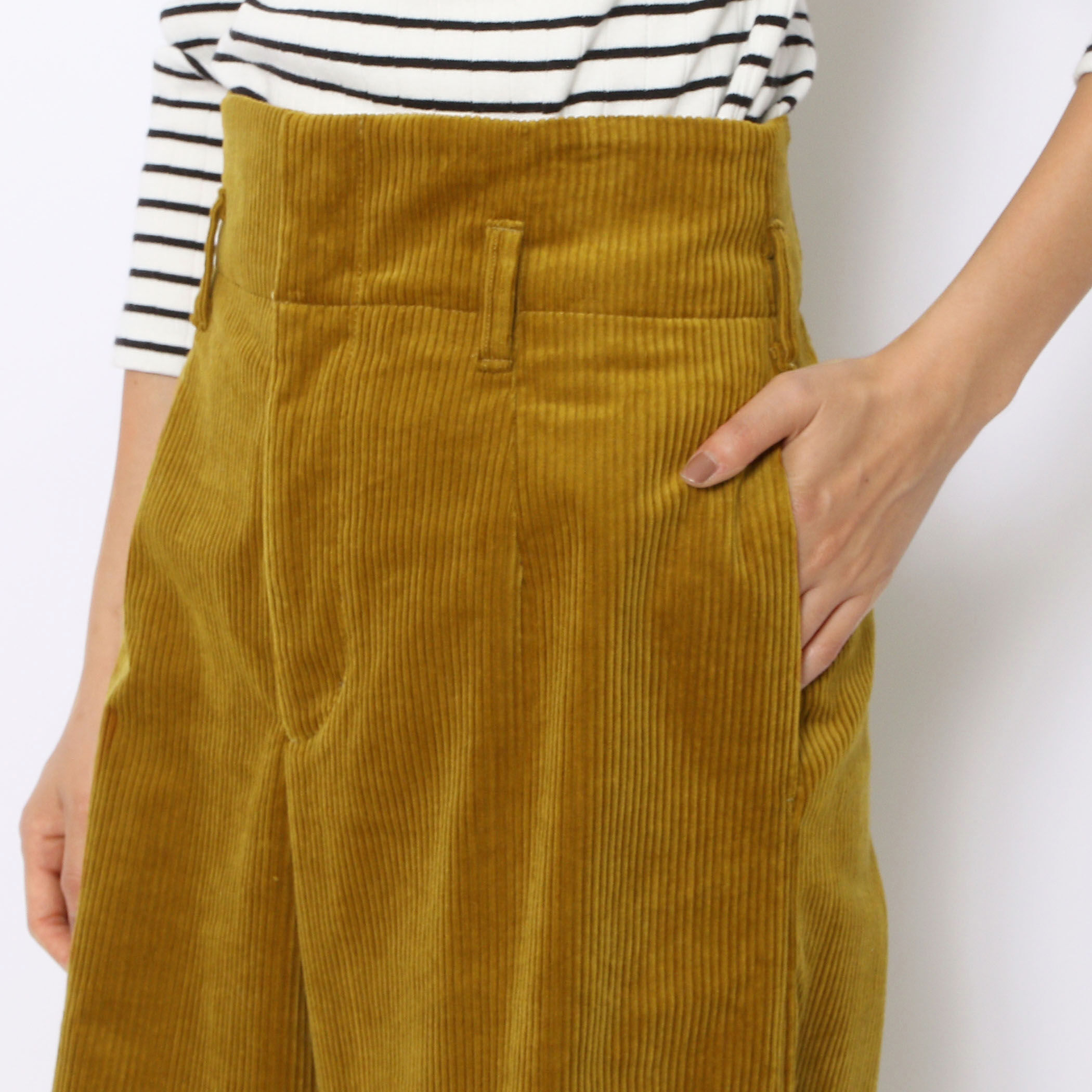 人気ブランド新作豊富 コットンコーデュロイ ハイウエストワイドパンツ パンツ