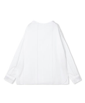 コットン ミドルネックバックボタンシャツ