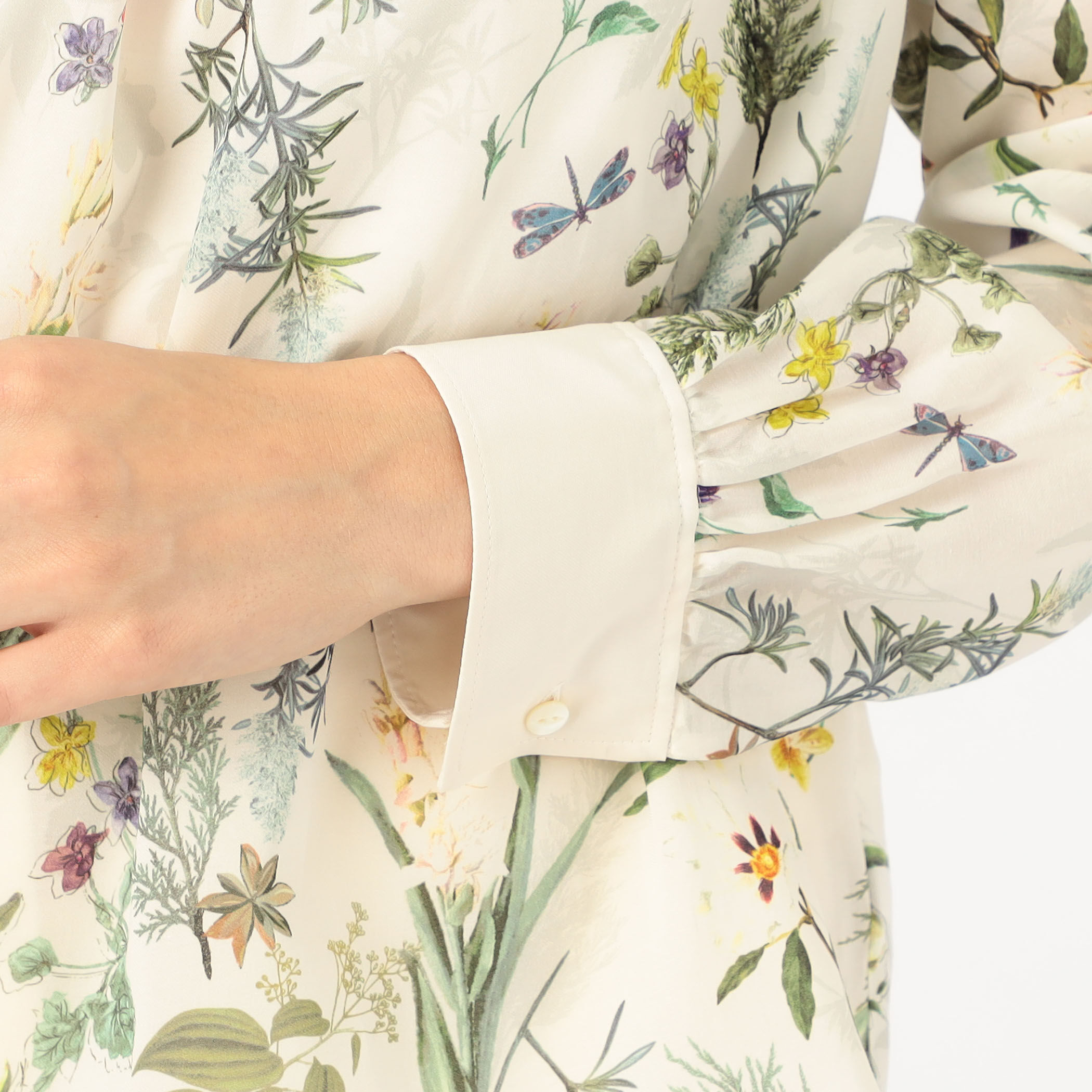 美品◯トゥモローランド　3万円　フルーレットプリント ギャザーネックブラウス 美品◯トゥモローランド 3 フルーレットプリント ギャザーネック