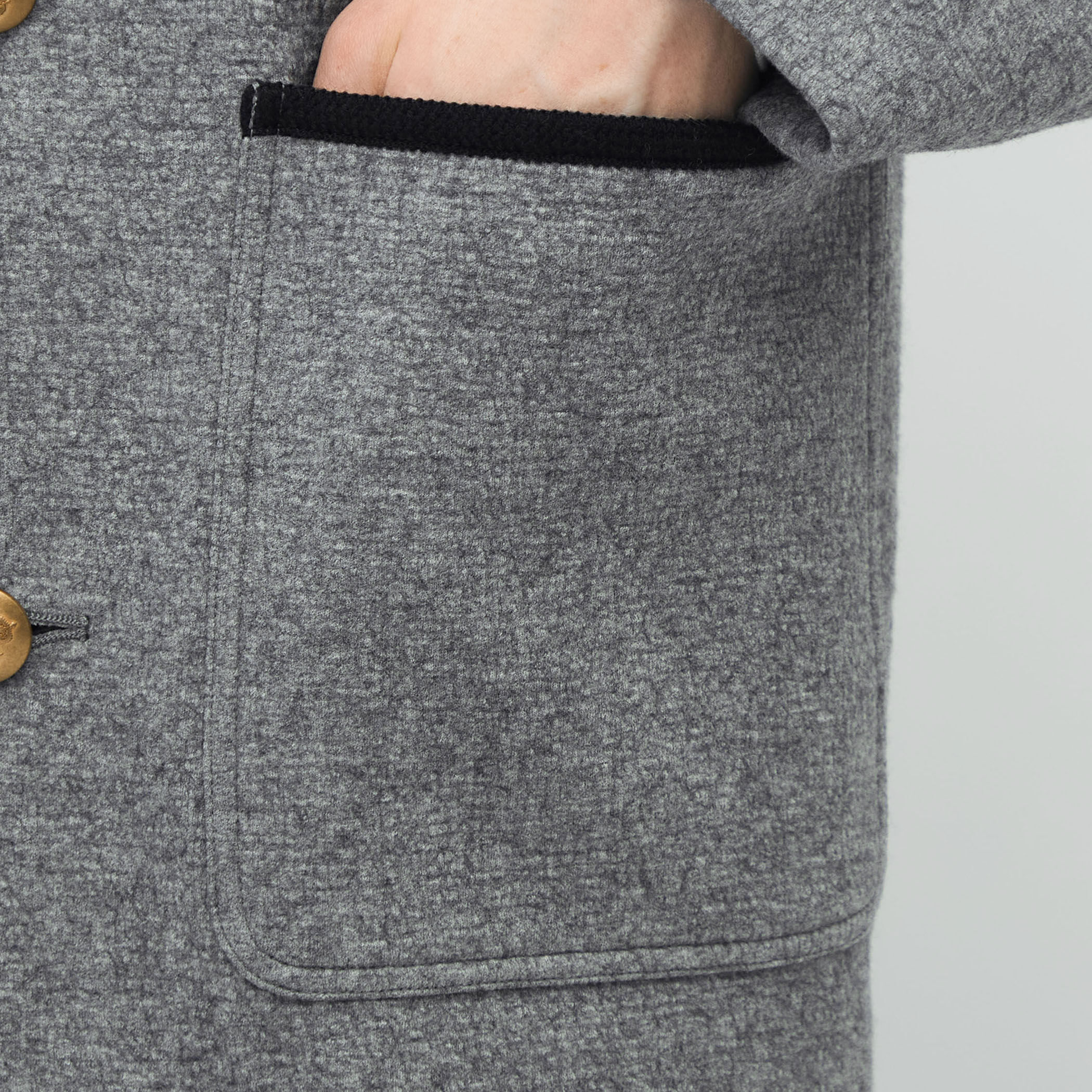 CABaN ウールコットンダブルフェイス カラーレスジャケット