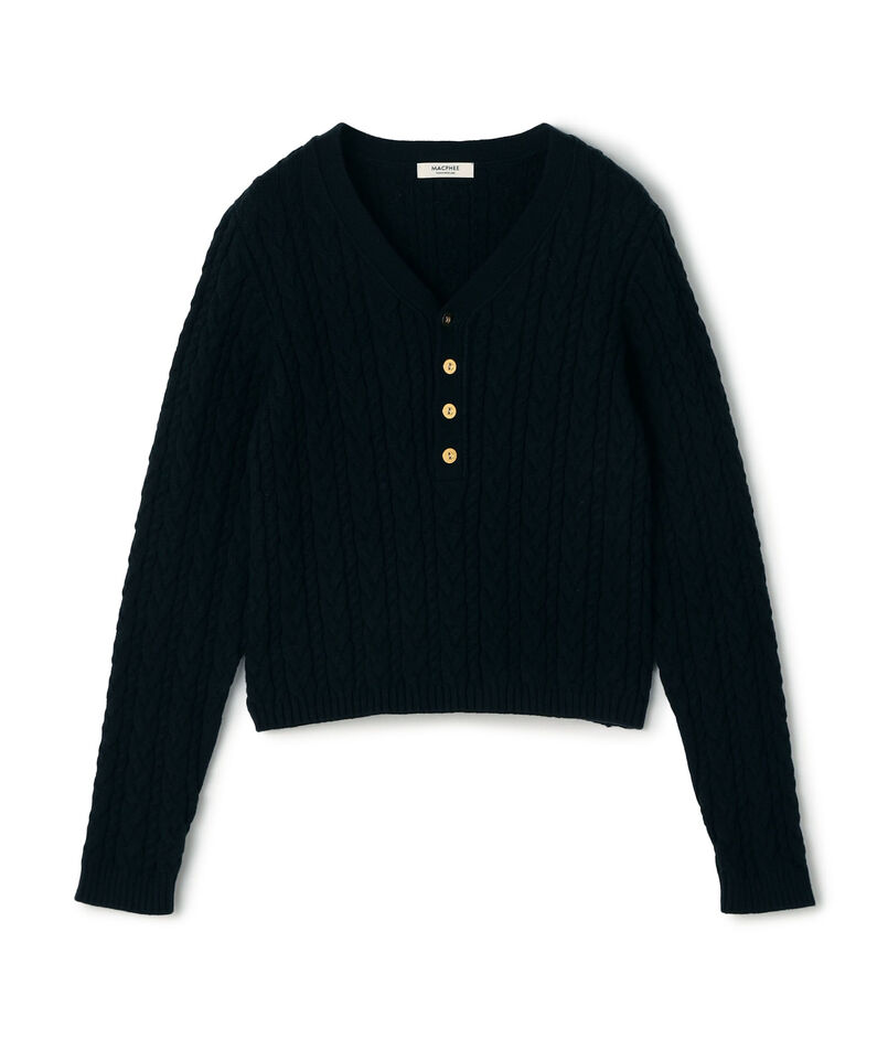 ハイブリットコットンケーブル Vネックプルオーバー