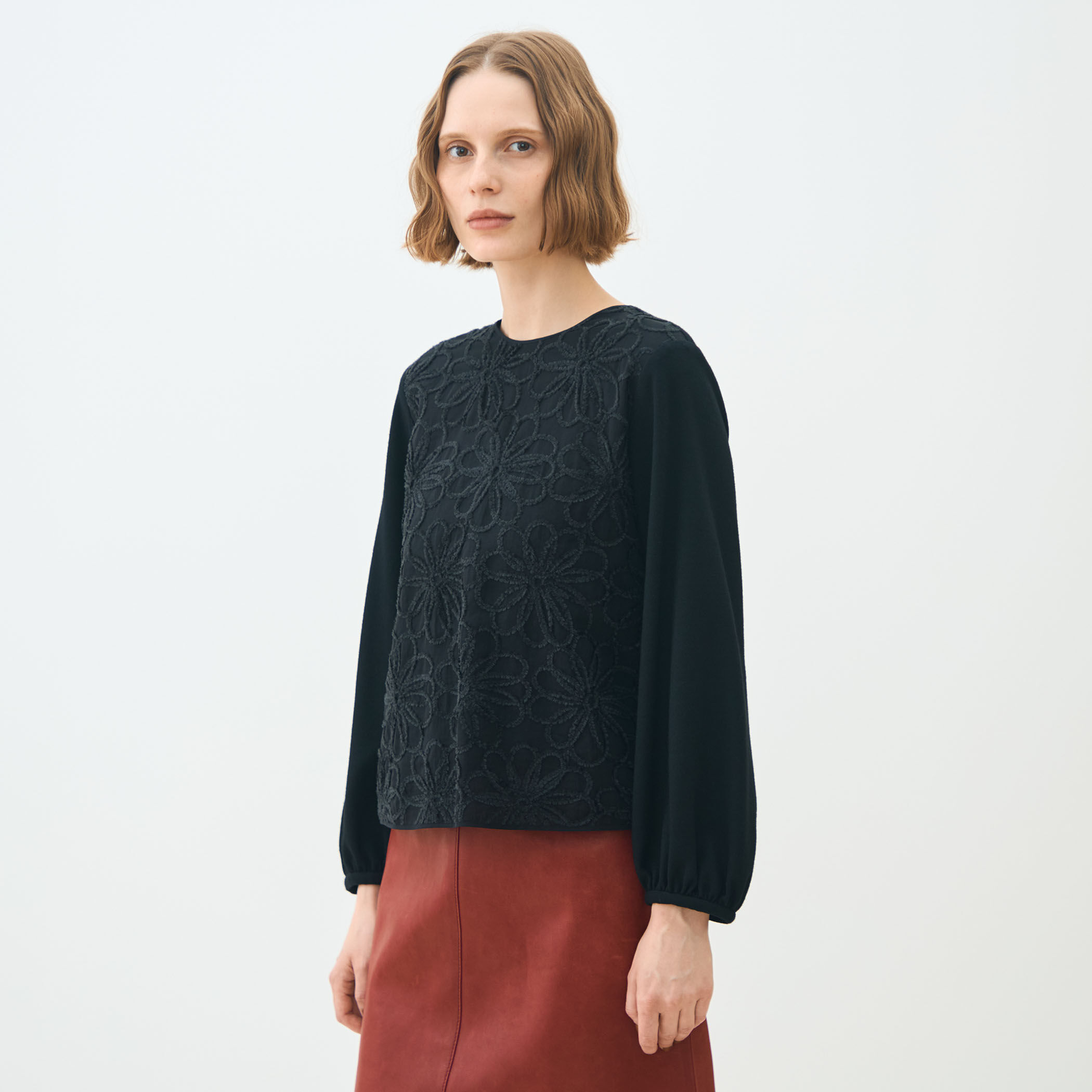 ブラックコンビネーション カットソーコンビプルオーバー