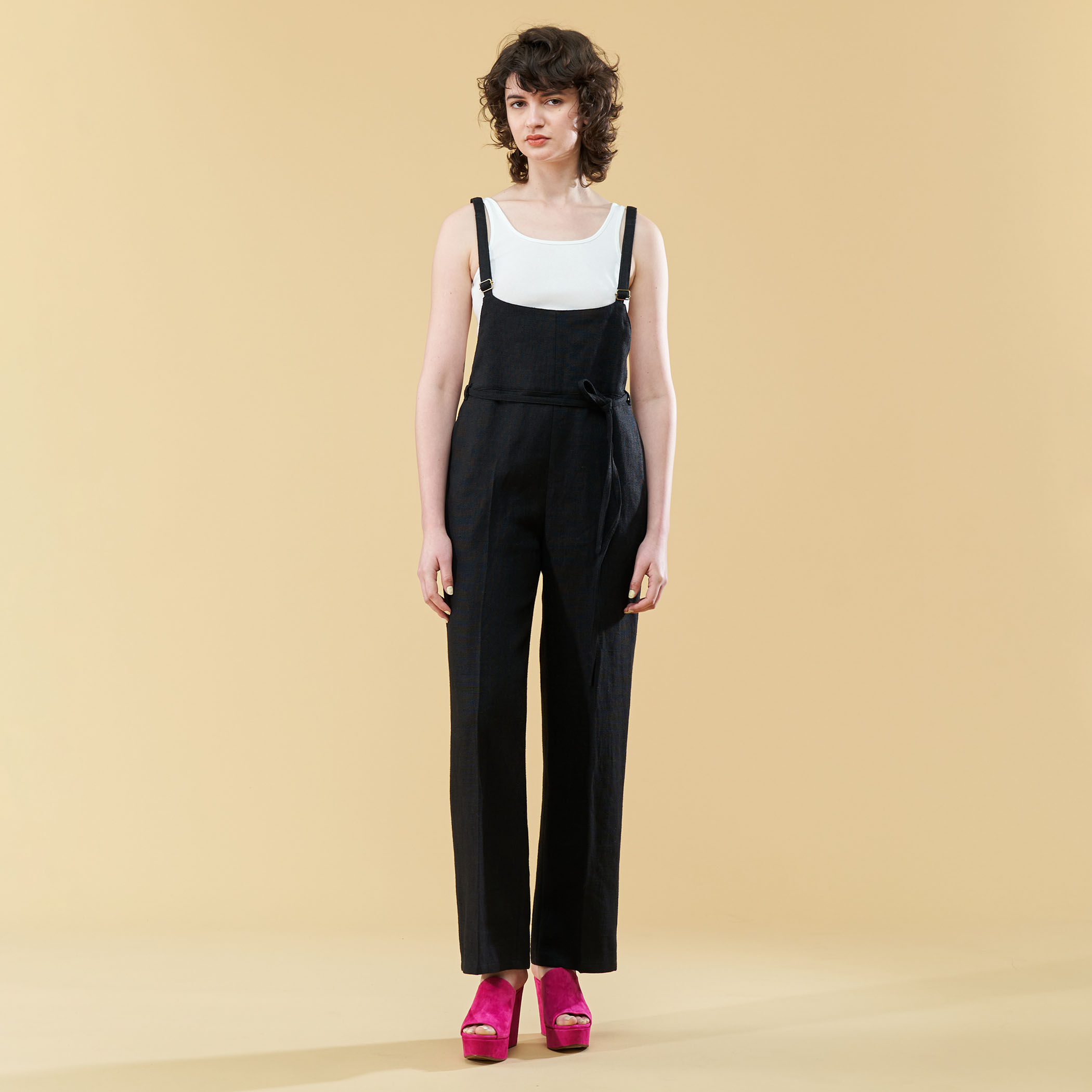 DES PRES デプレ　サロペット　size. F DES PRES（デ・プレ）の「リネンナイロンストレッチ Vネック