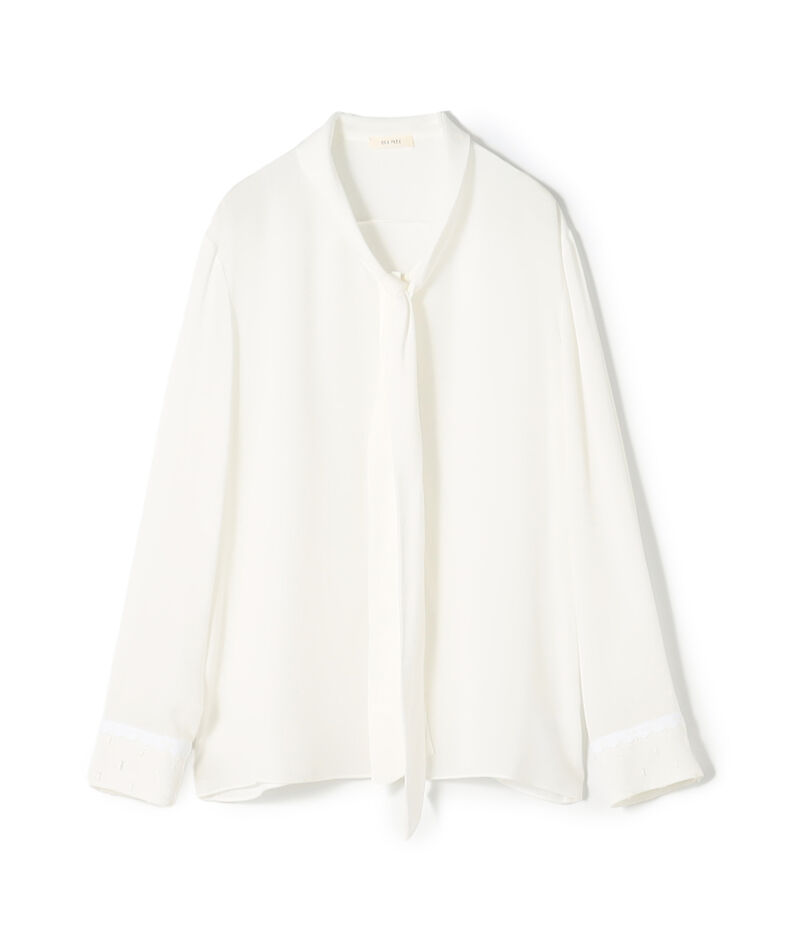 シアーレースコラージュ ボウタイナローブラウス