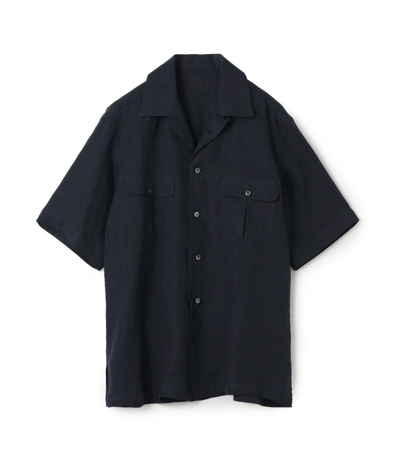 リネン ワンナップカラー ショートスリーブシャツ GOLD LINEN