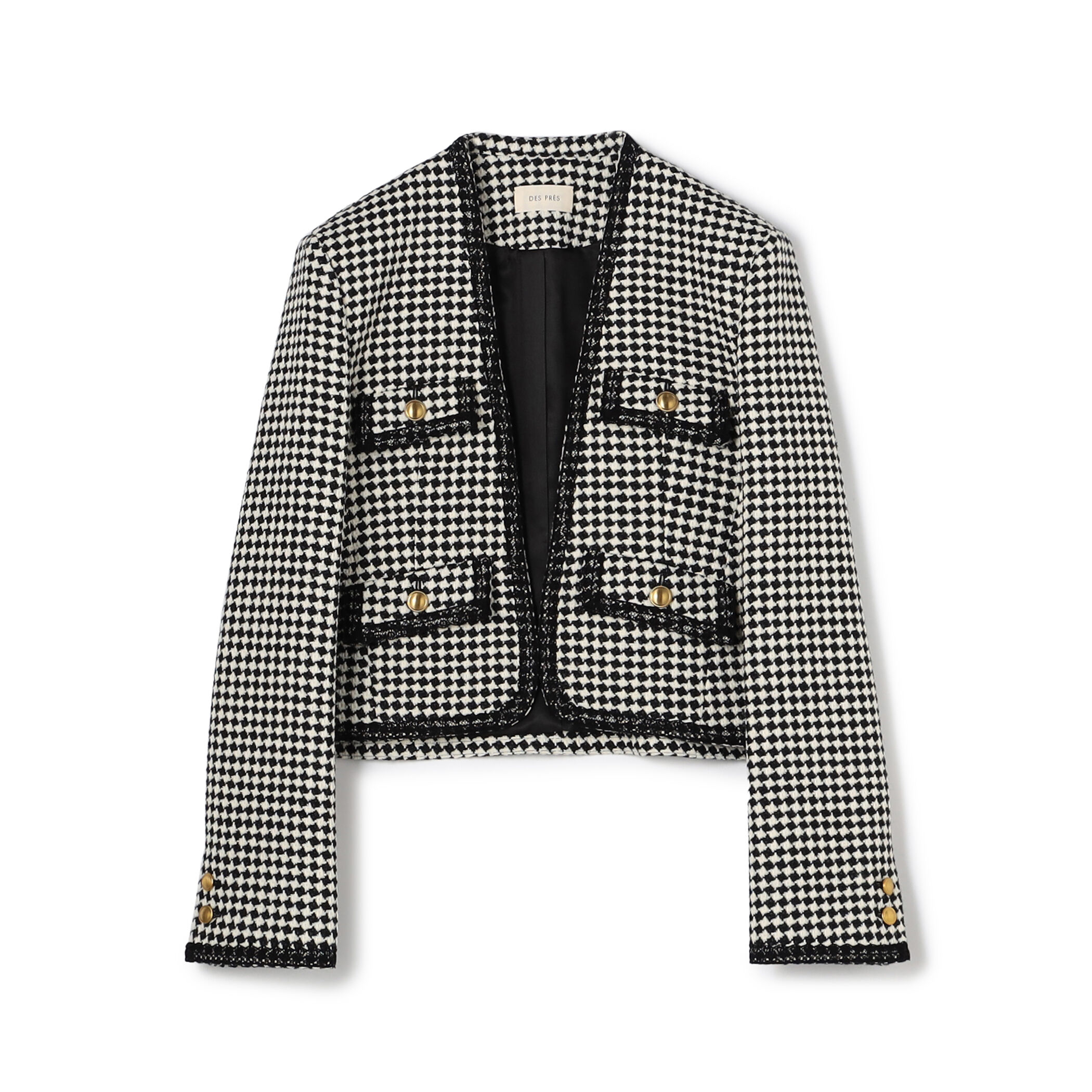 テープヤーンツイード ノーカラーコンパクトジャケット